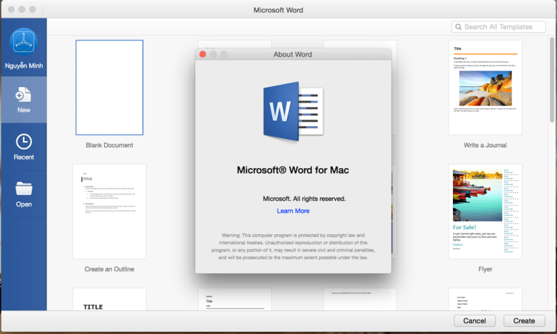 word for mac 2016 version number